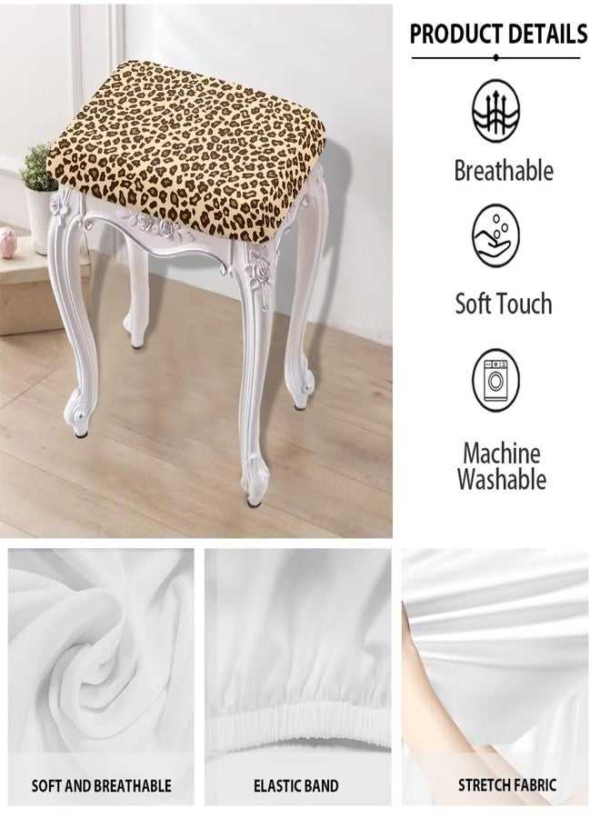 أغطية مقاعد بار مستطيلة من لوريسجور، لون بني بنقشة جلد النمر، طقم غطاء كرسي بار مكون من قطعتين، غطاء قابل للتمدد، غطاء كرسي بار ناعم قابل للغسل مع شريط مطاطي - Image 4